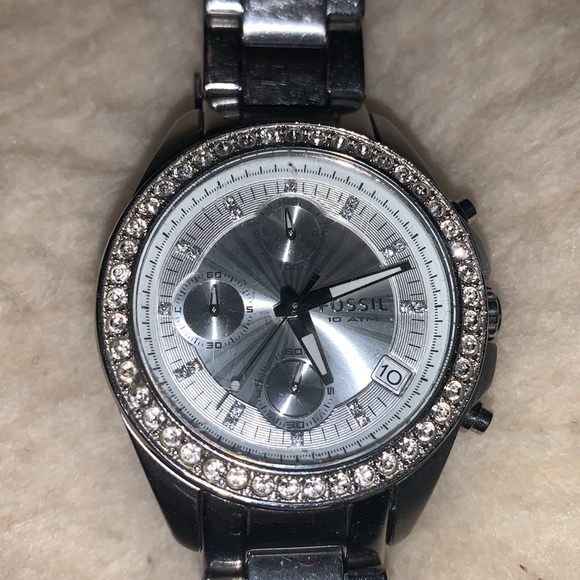 Fossil Ladies Watch Crystals Stainless Steel Bracelet Date Dials 10atm - Picture 3 of 5